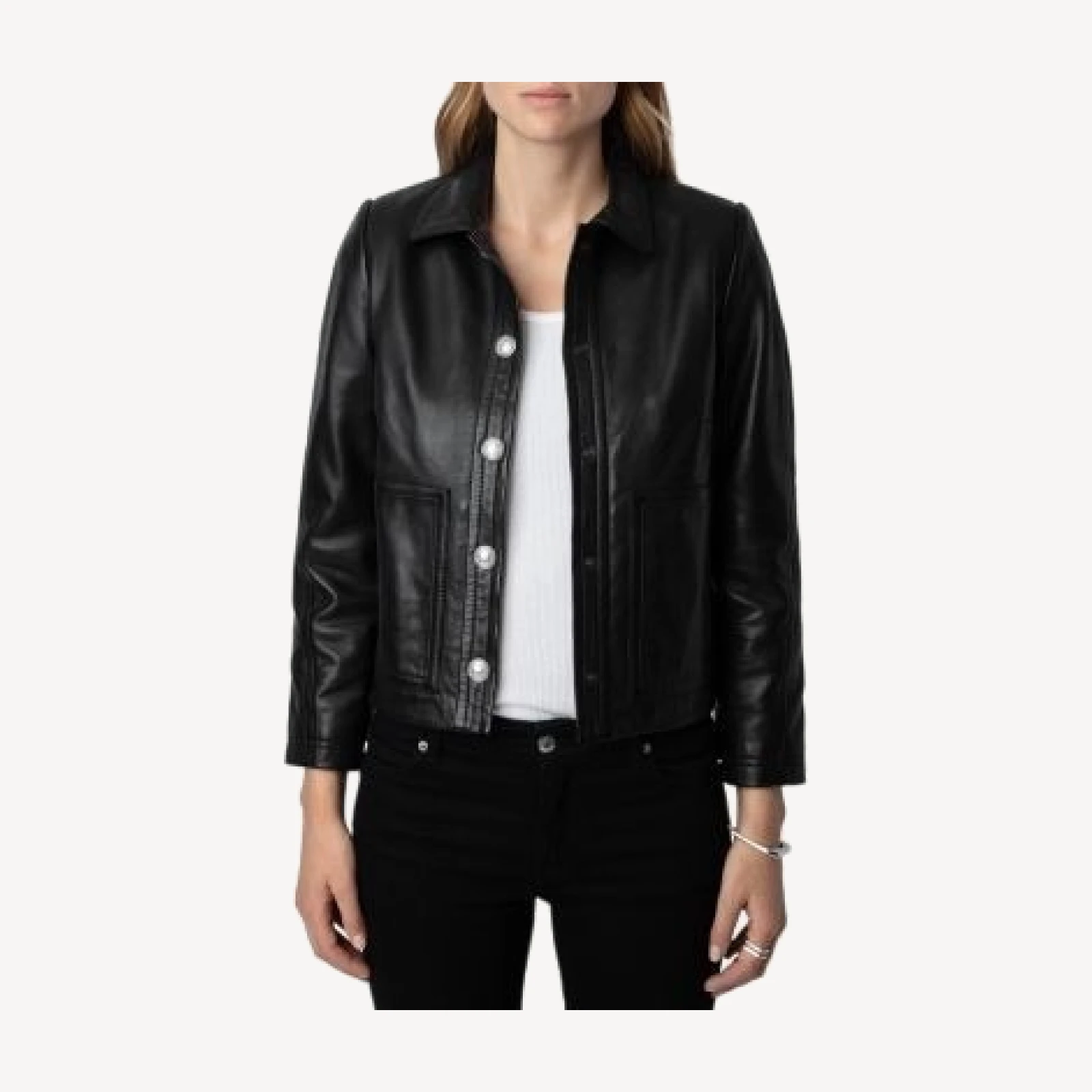 Zadig & Voltaire Litchi Cuir Lisse Leather Jacket