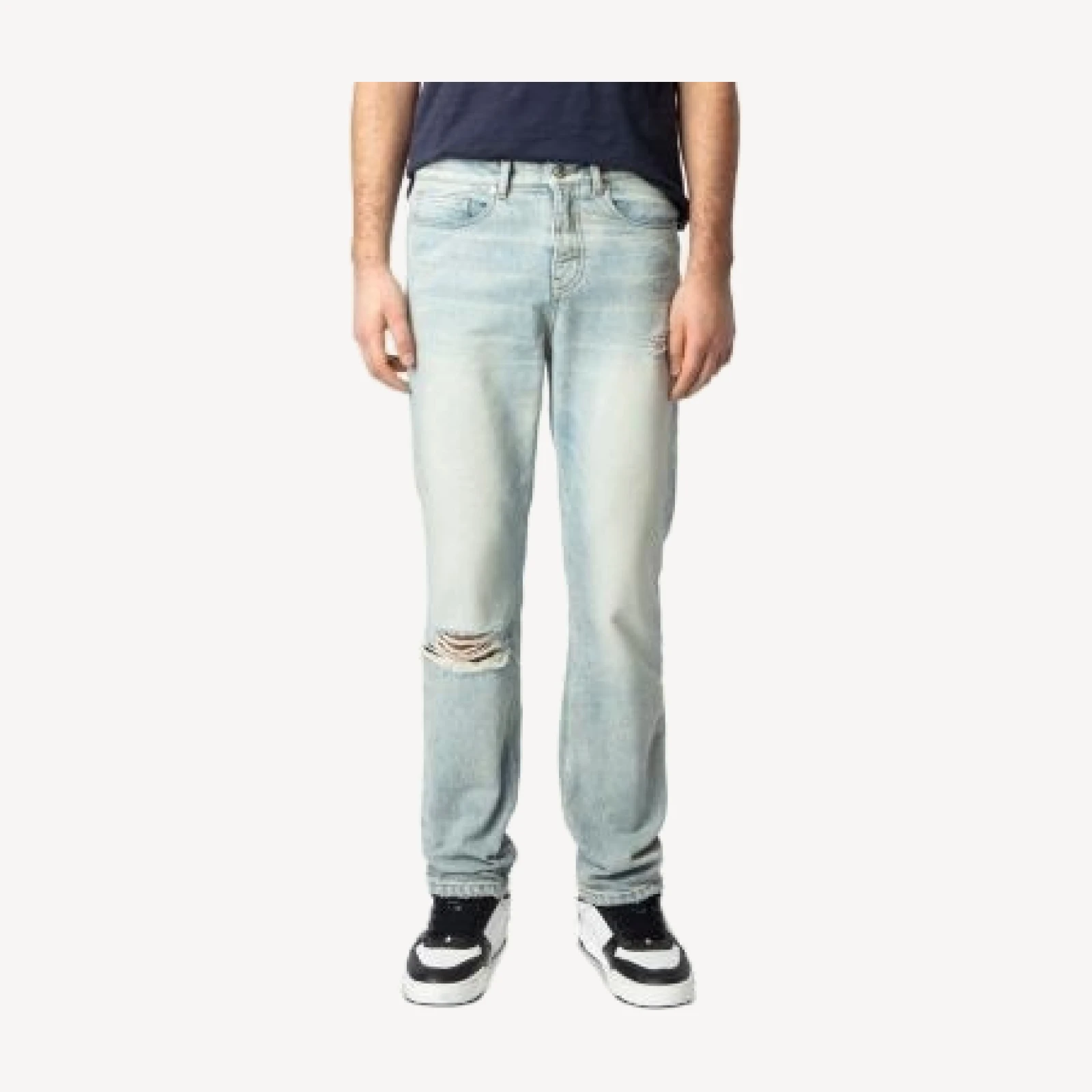 Zadig & Voltaire John Distressed Straight Fit Jeans in Light Blue