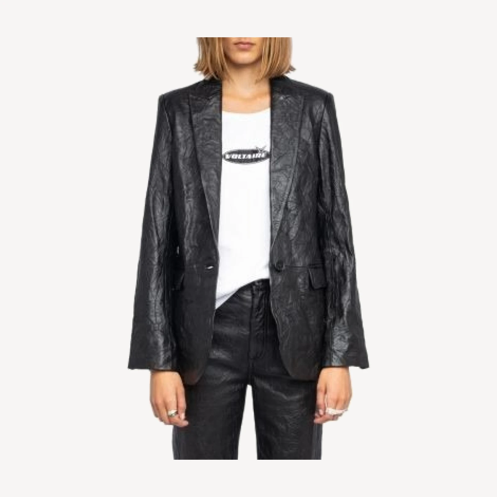 Zadig & Voltaire Leather Crinkle Jacket
