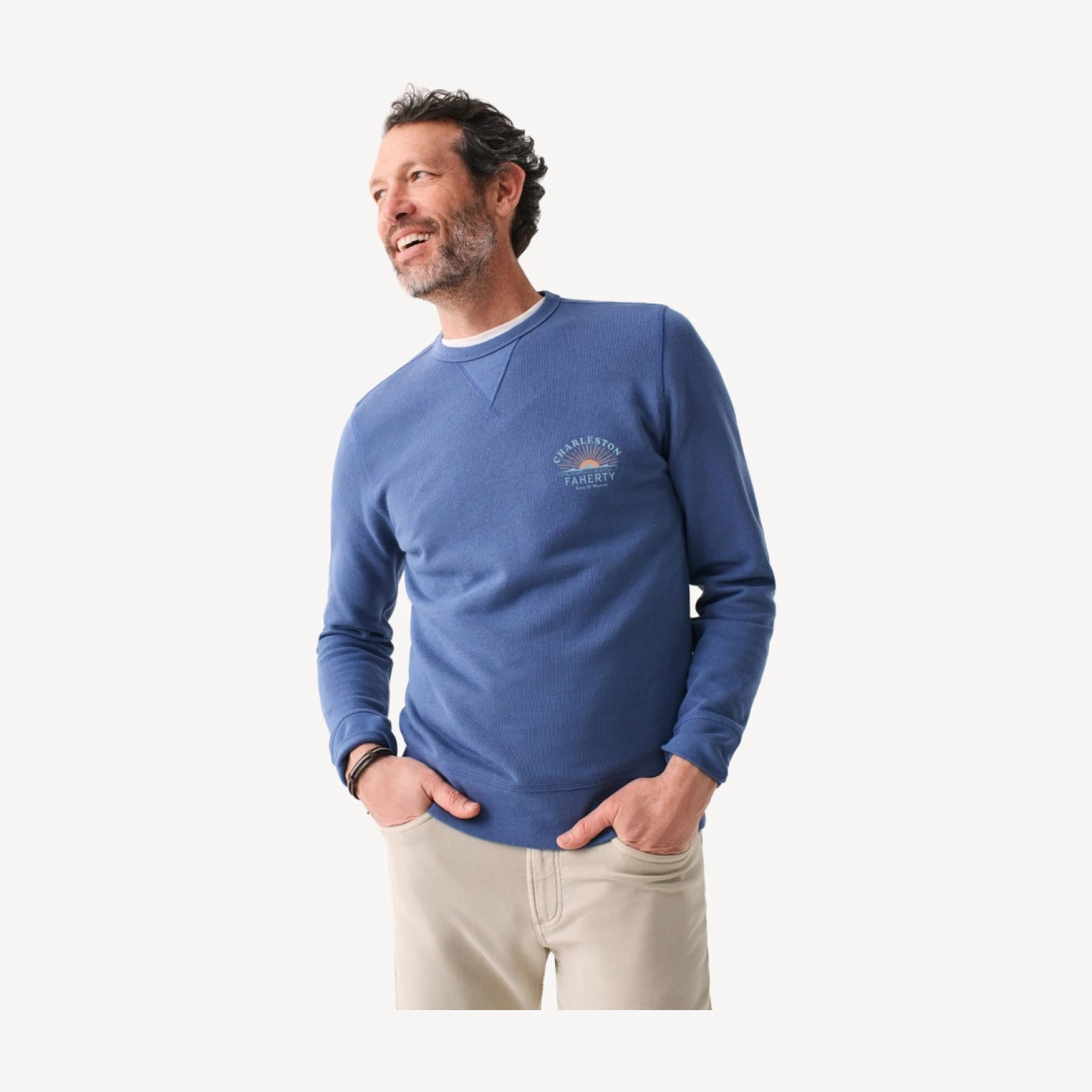 Charleston Long-Sleeve Terry Crewneck - Faded Navy