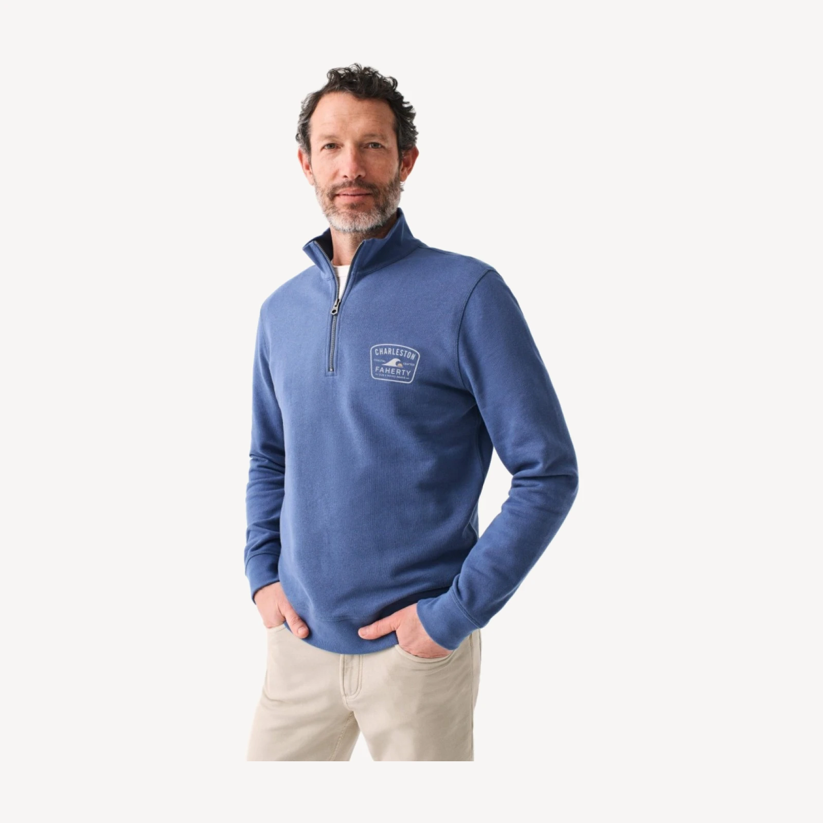 Charleston Long-Sleeve Terry Quarter-Zip - Faded Navy
