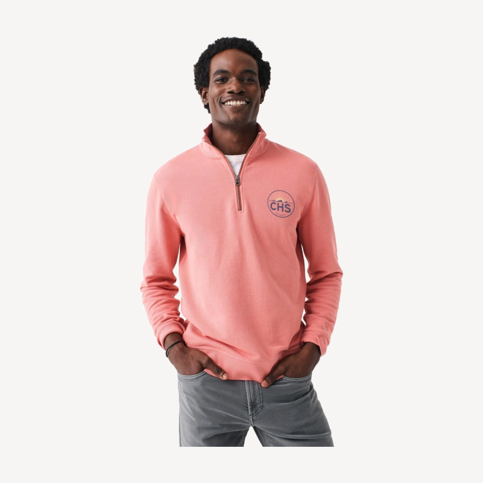 Charleston Long- Sleeve Terry Quarter- Zip - Faded Flag