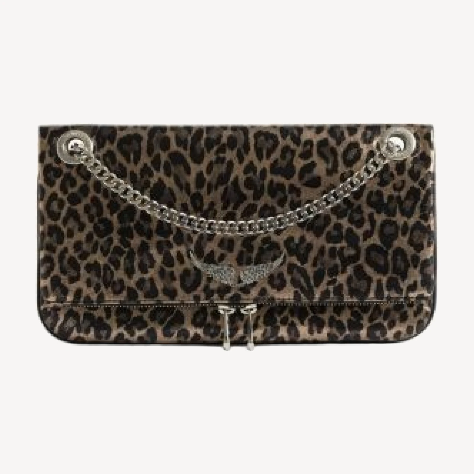 Zadig & Voltaire Rock Ii Metallic Leopard Print Leather Clutch