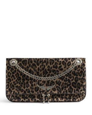 Zadig & Voltaire Rock Ii Metallic Leopard Print Leather Clutch