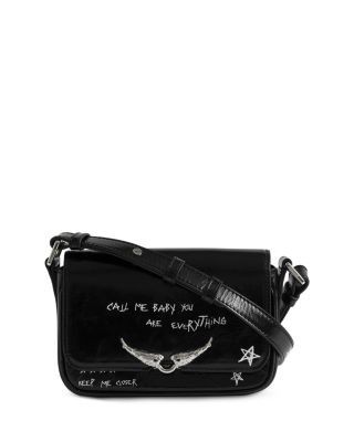 Zadig & Voltaire Le Zazi Graffiti Vintage Leather Shoulder Bag