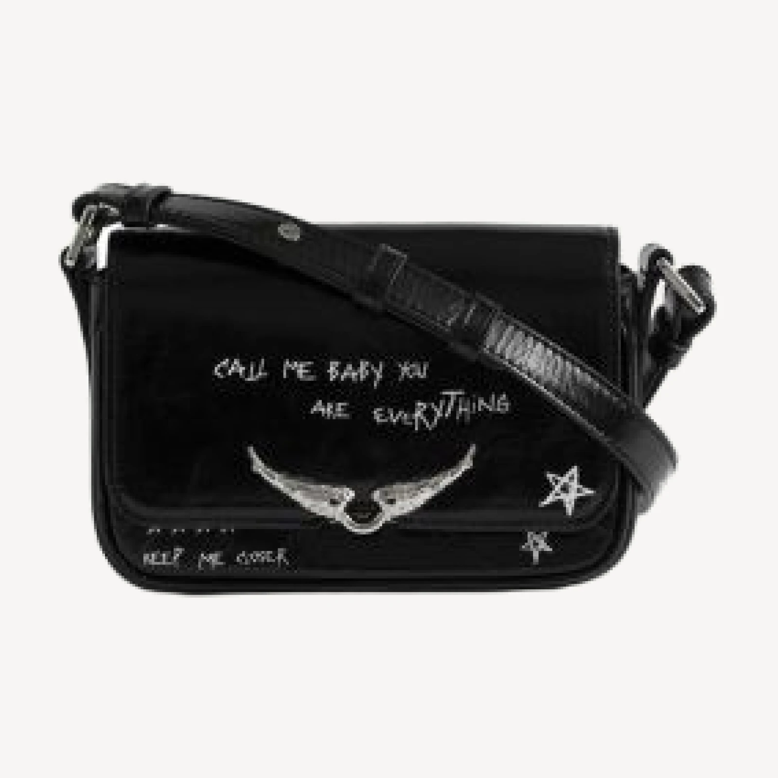 Zadig & Voltaire Le Zazi Graffiti Vintage Leather Shoulder Bag