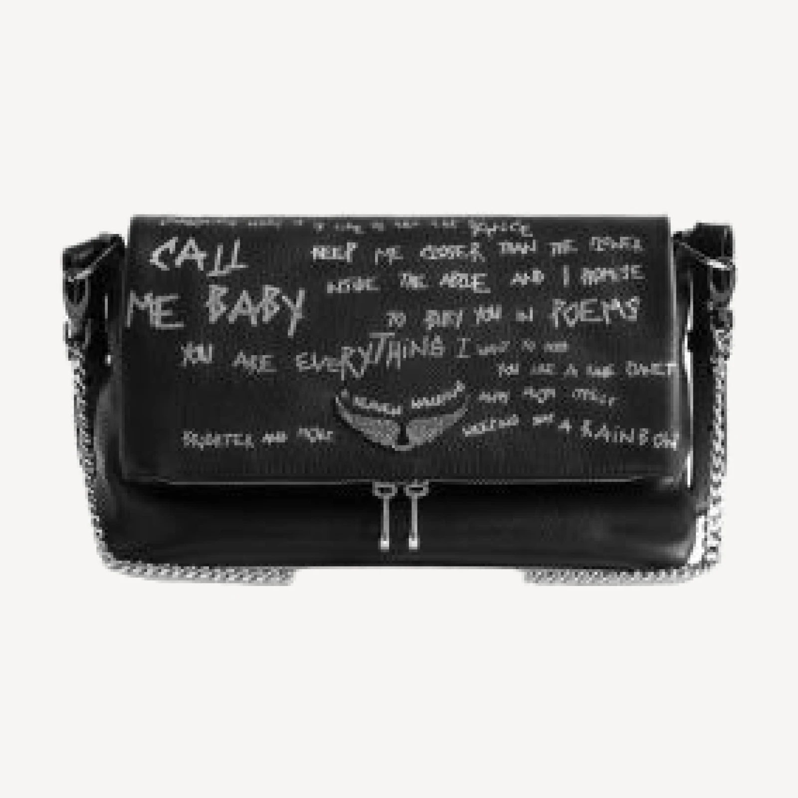 Zadig & Voltaire Rocky Ii Graffiti Leather Shoulder Bag