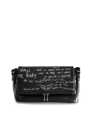 Zadig & Voltaire Rocky Ii Graffiti Leather Shoulder Bag
