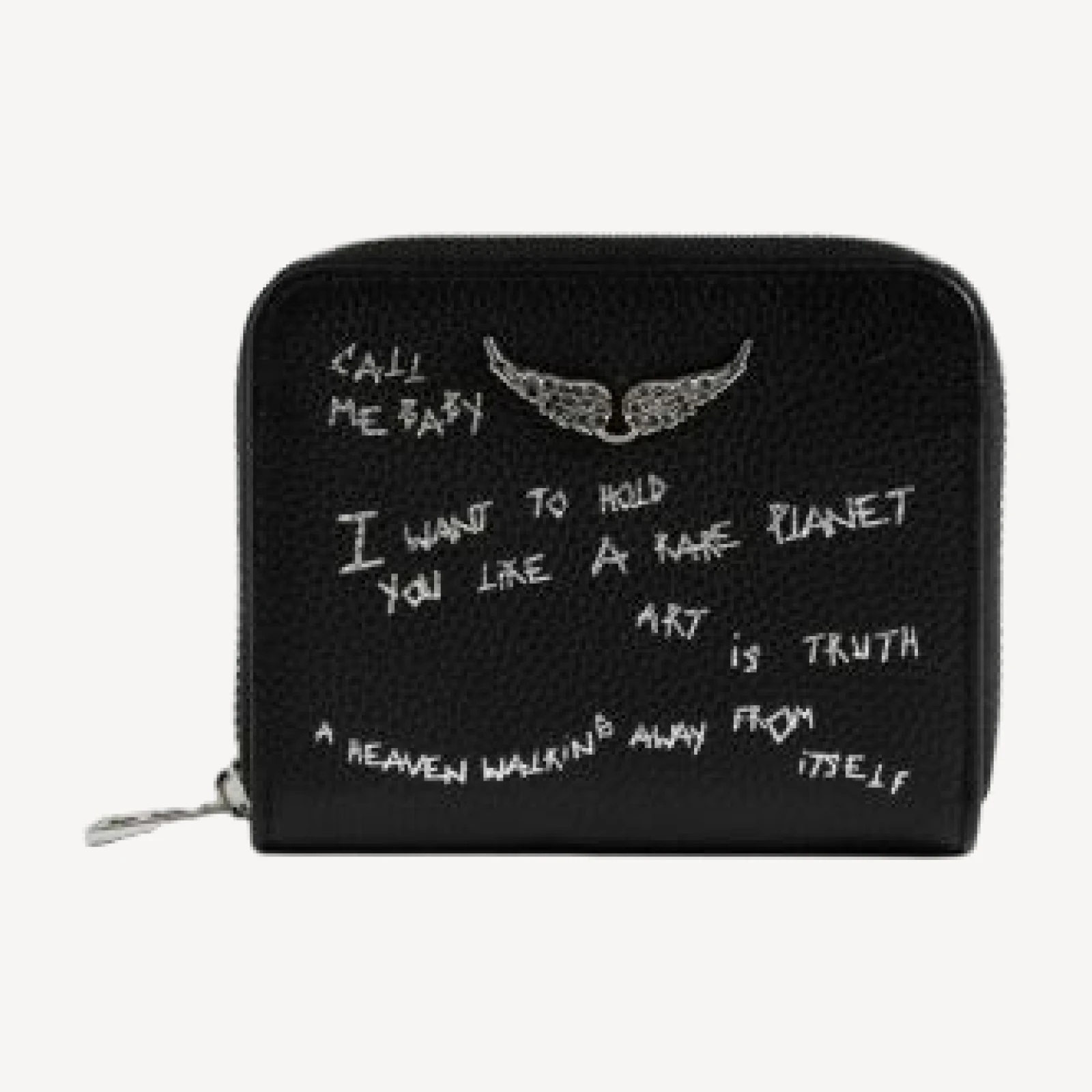 Zadig & Voltaire Mini Zv Graffiti Leather Zip Wallet