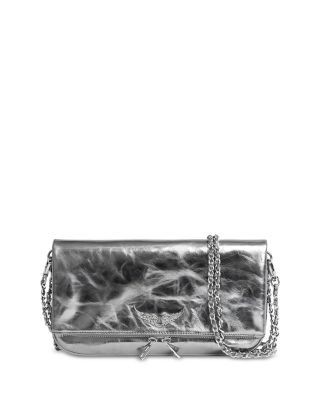 Zadig & Voltaire Rock Vintage Effect Metallic Leather Clutch