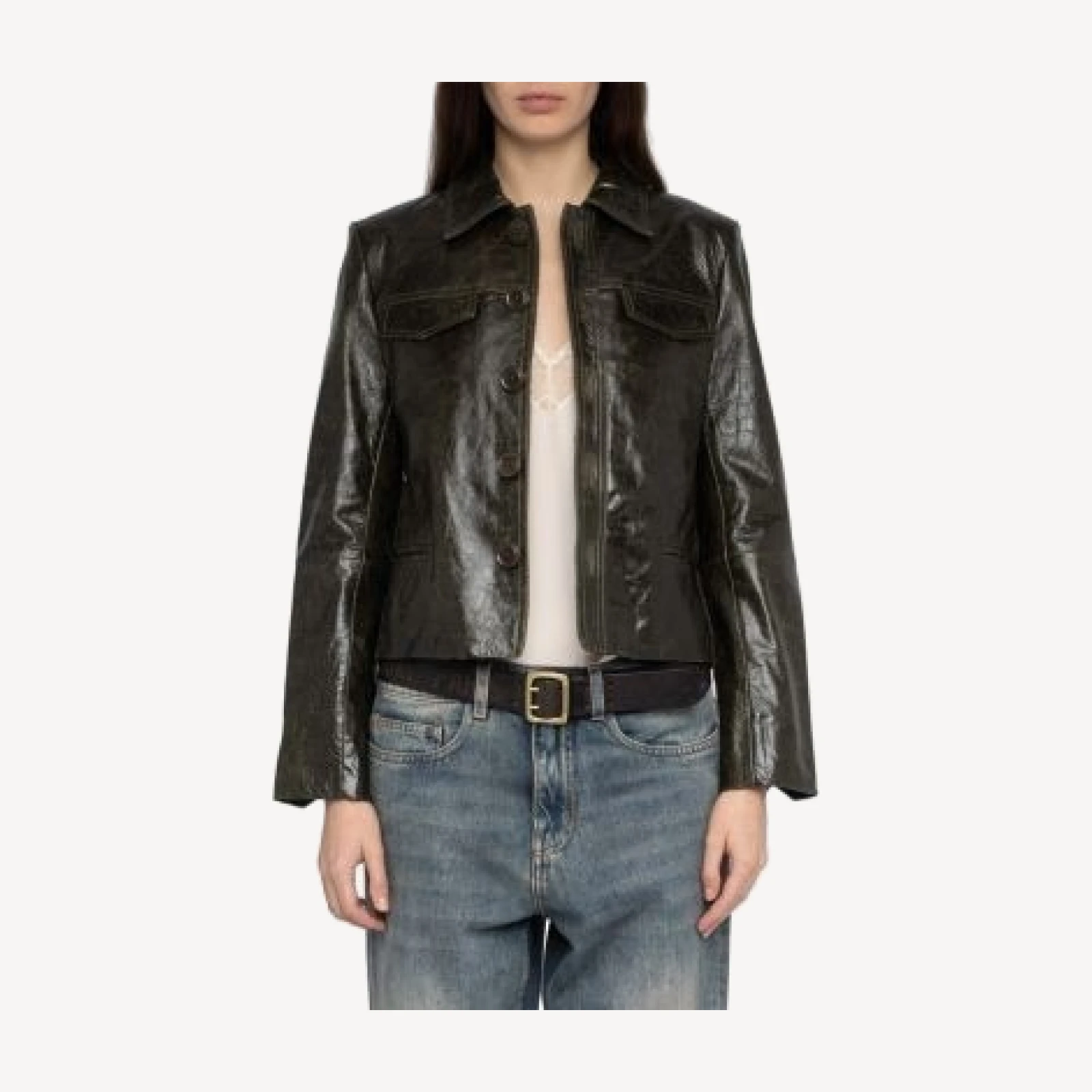 Zadig & Voltaire Liam Cuir Glossy Leather Jacket