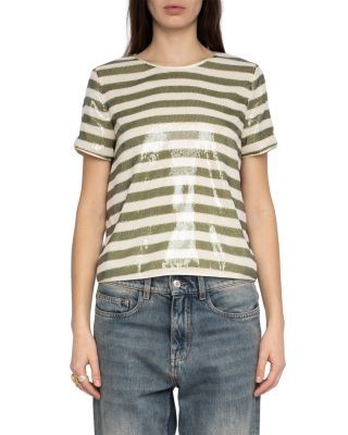 Zadig & Voltaire Tchao Sequin Stripe Top
