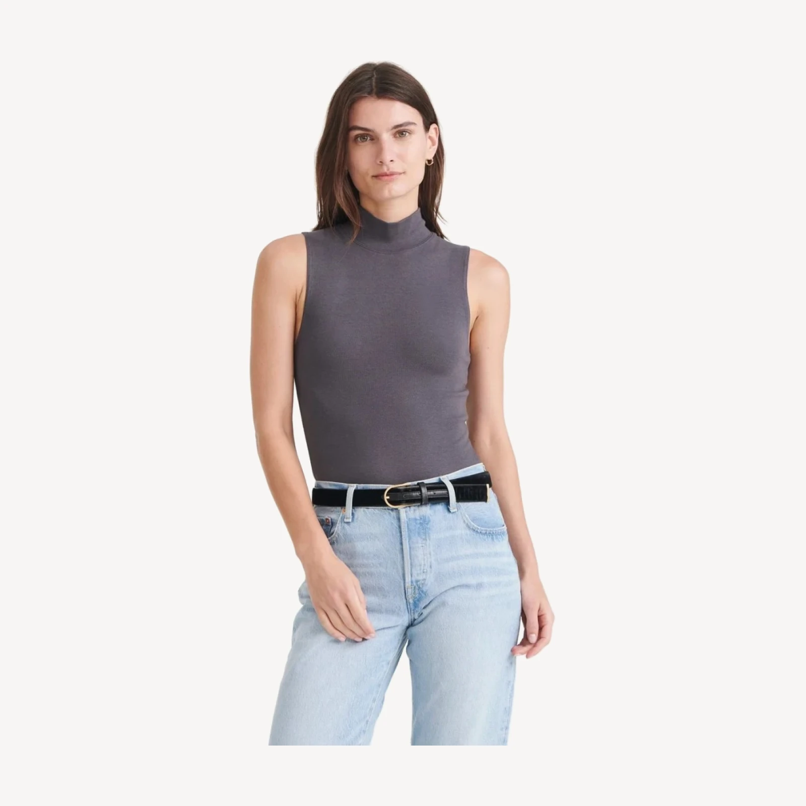 Modal Cashmere Sleeveless Mockneck Bodysuit