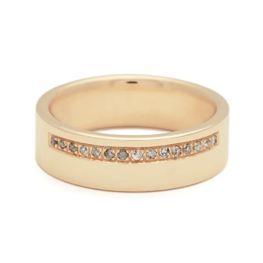 Meridian Band - 14k Gold & Grey Diamonds, 6mm