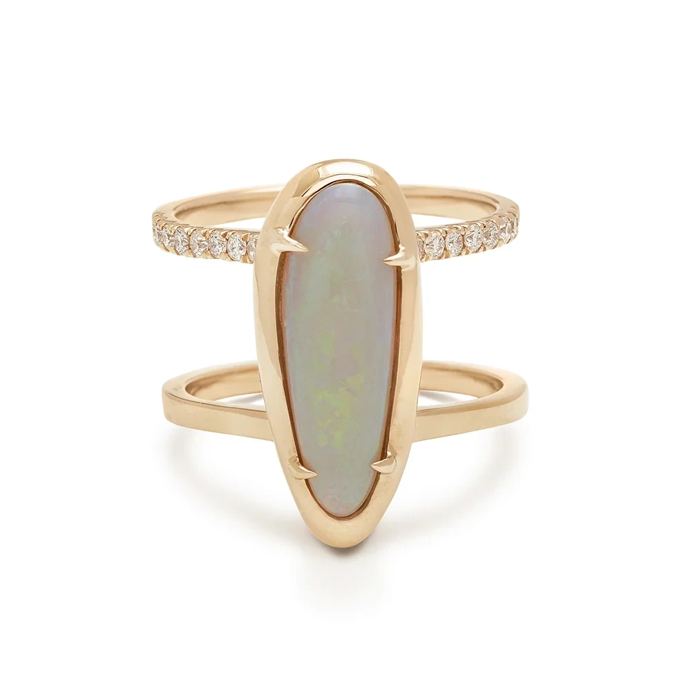 Opal Attelage Ring - Yellow Gold, Opal & White Diamonds