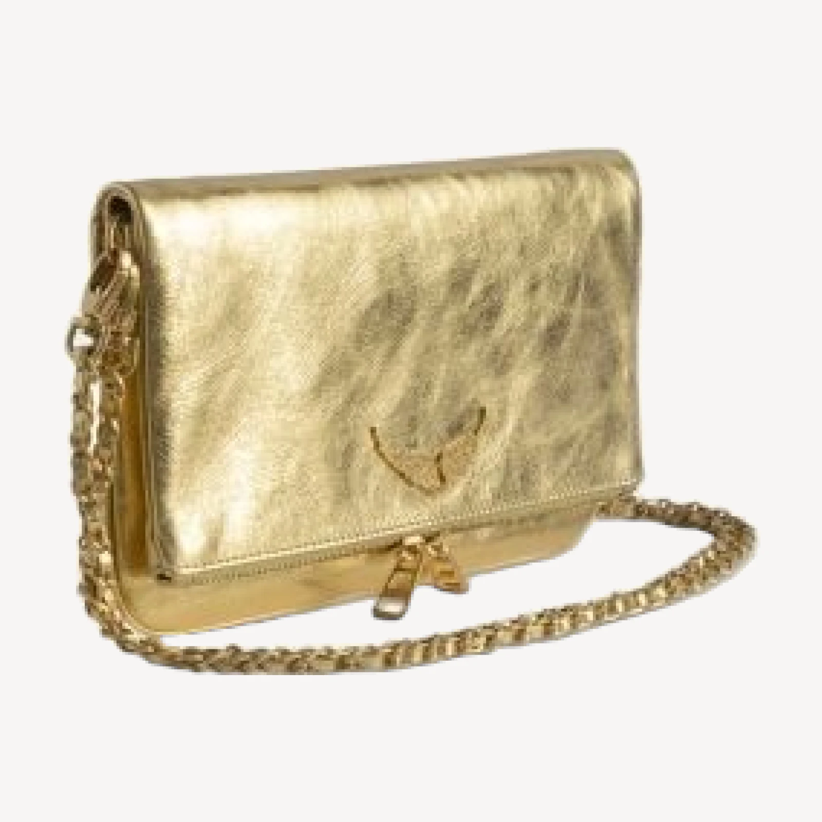 Zadig & Voltaire Rock Vintage Metallic Leather Shoulder Bag