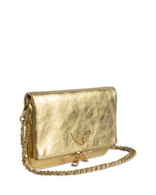 Zadig & Voltaire Rock Vintage Metallic Leather Shoulder Bag