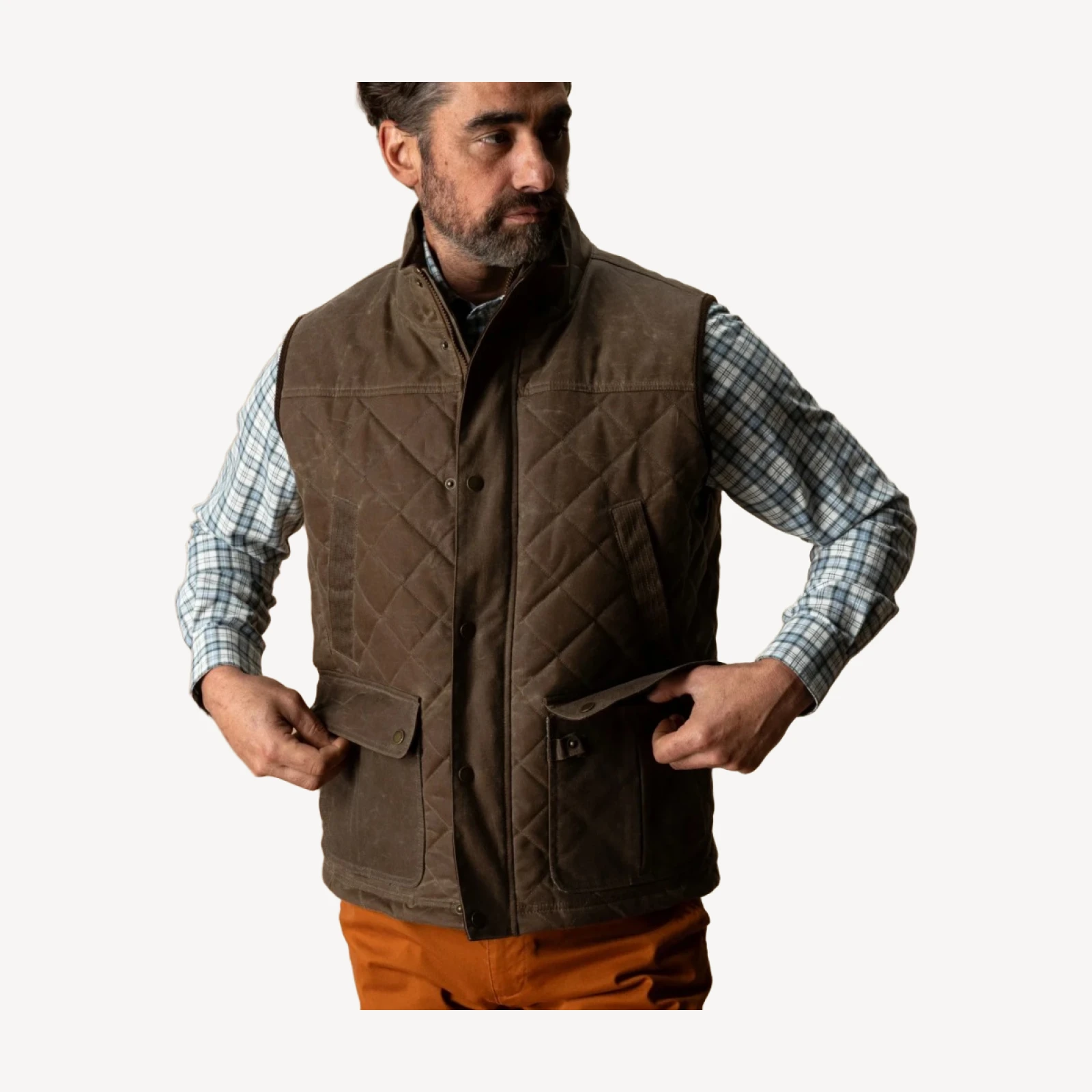 Waxed Duck Canvas Quilted Vest - Dark Oak