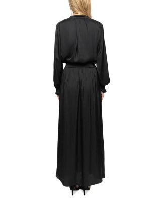 Zadig & Voltaire Rayado Satin Smocked Maxi Dress