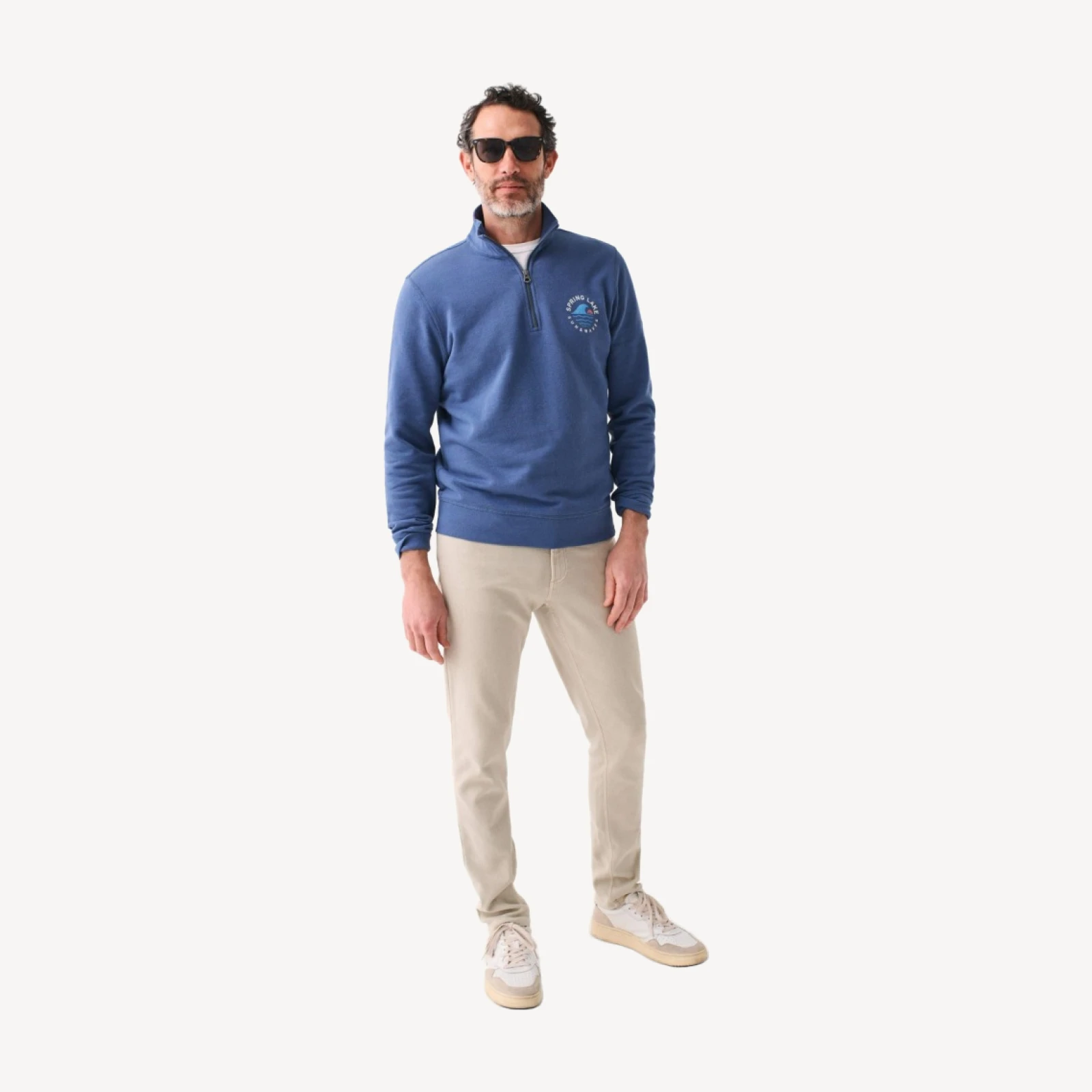 Spring Lake Long-Sleeve Terry Quarter-Zip - Faded Navy