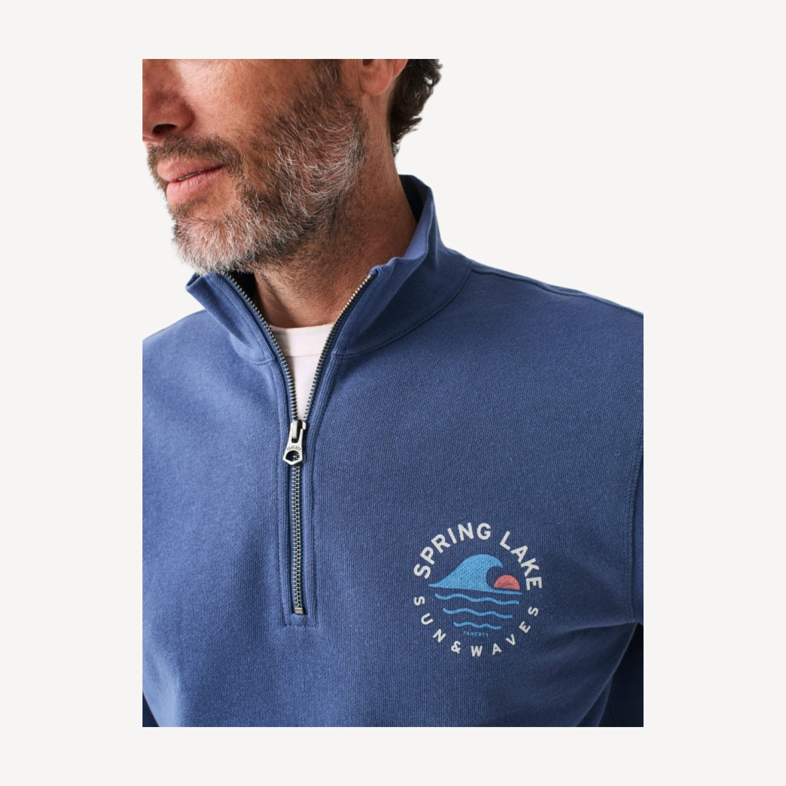 Spring Lake Long-Sleeve Terry Quarter-Zip - Faded Navy
