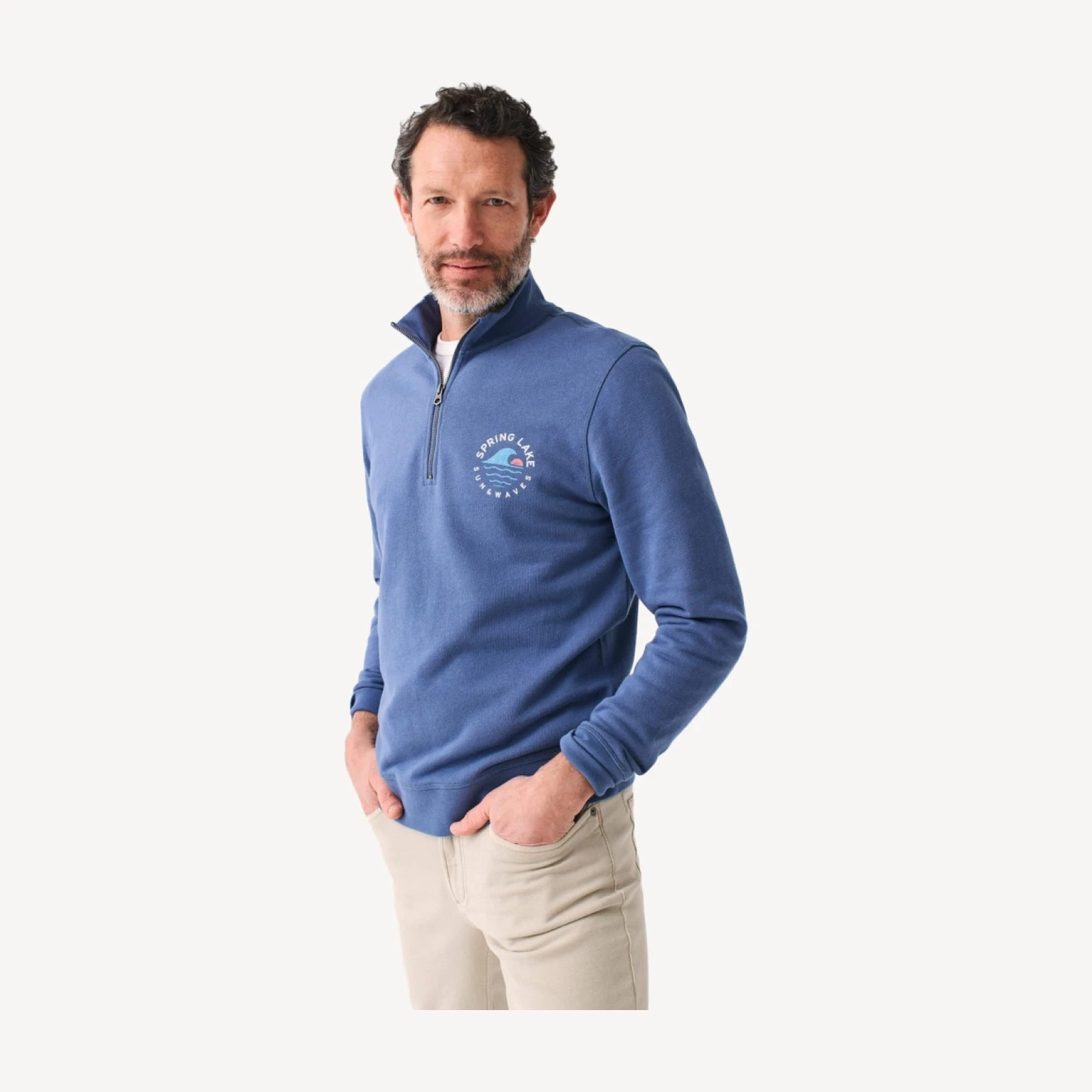 Spring Lake Long-Sleeve Terry Quarter-Zip - Faded Navy