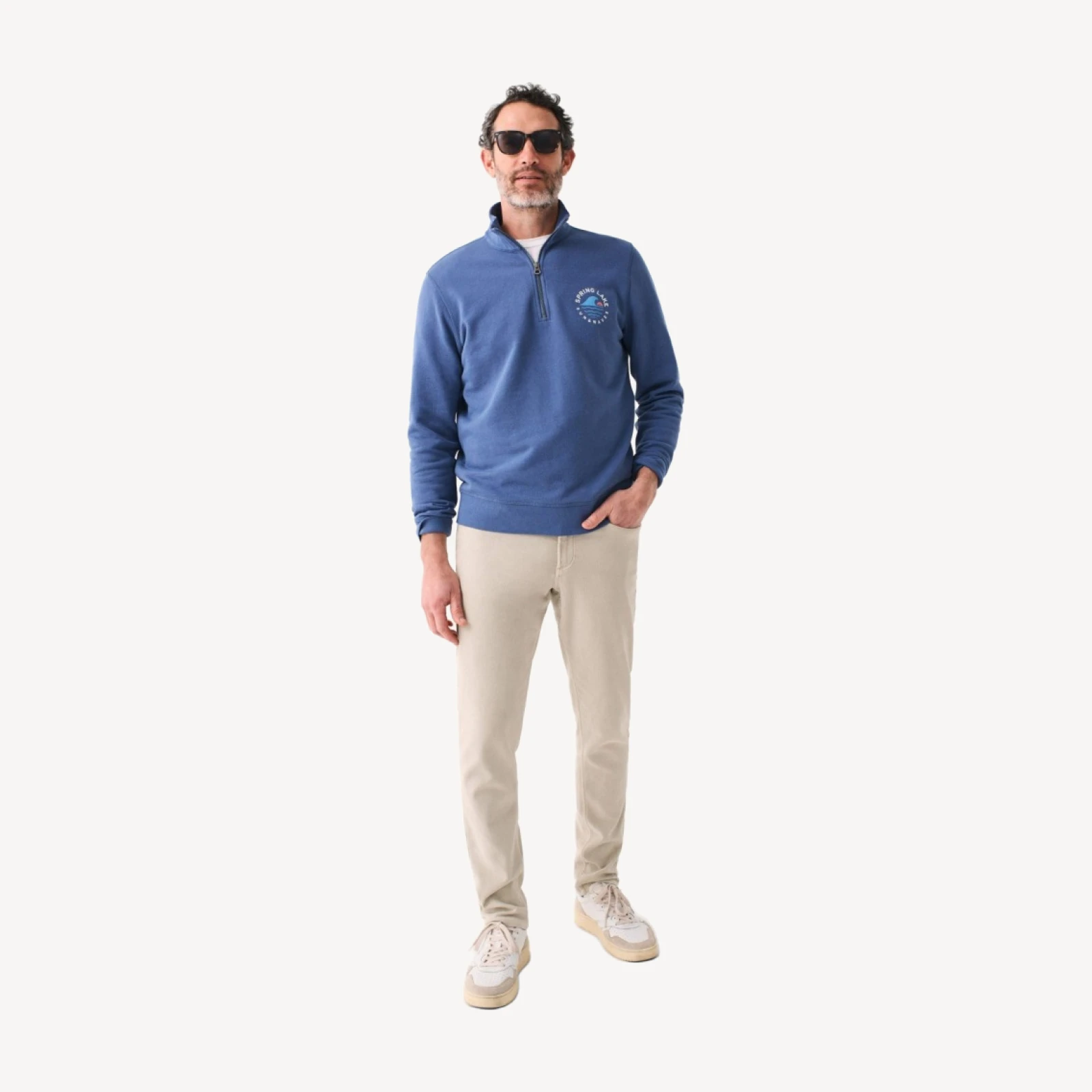 Spring Lake Long-Sleeve Terry Quarter-Zip - Faded Navy