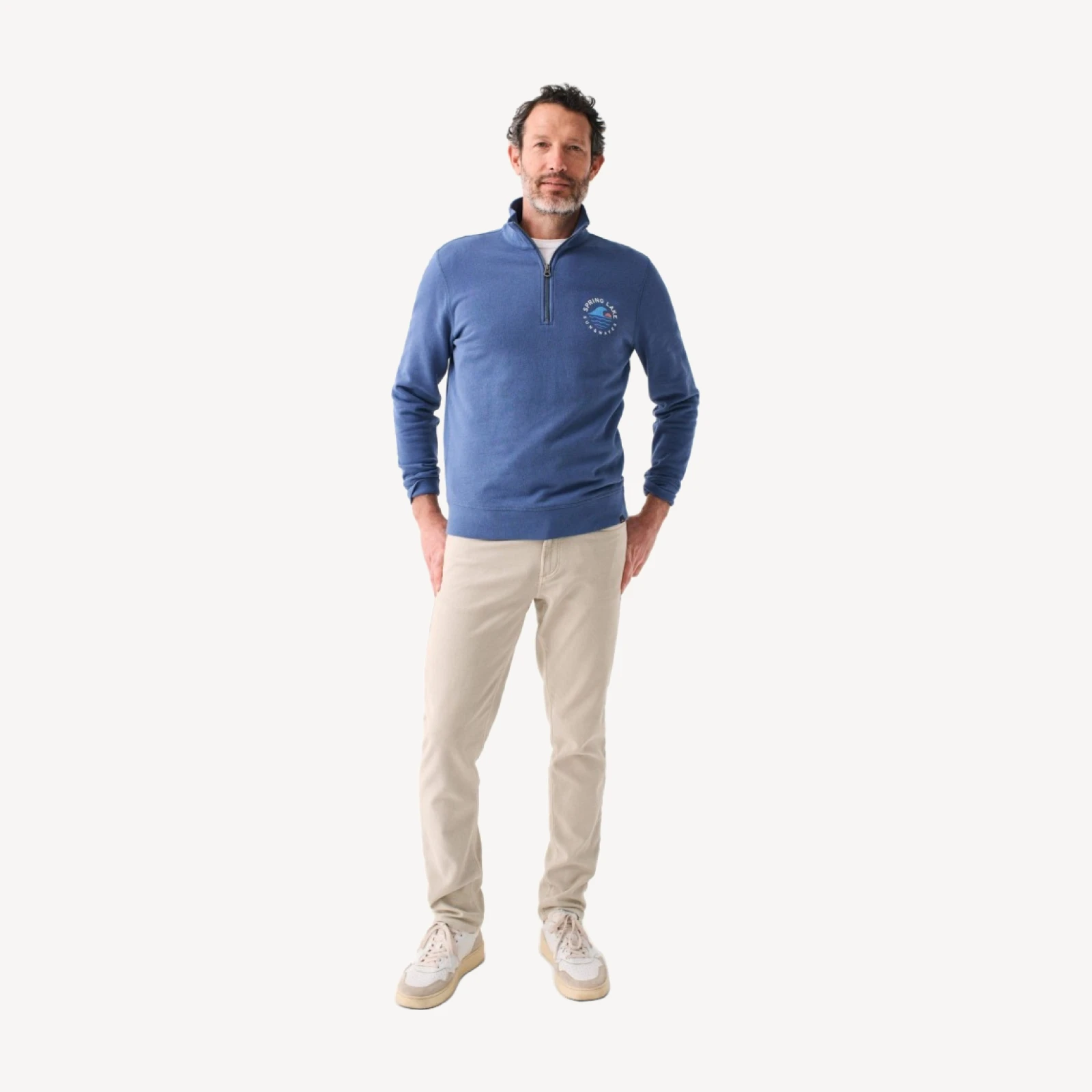 Spring Lake Long-Sleeve Terry Quarter-Zip - Faded Navy