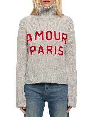 Zadig & Voltaire Nalma Wool Amour Paris Turtleneck Sweater