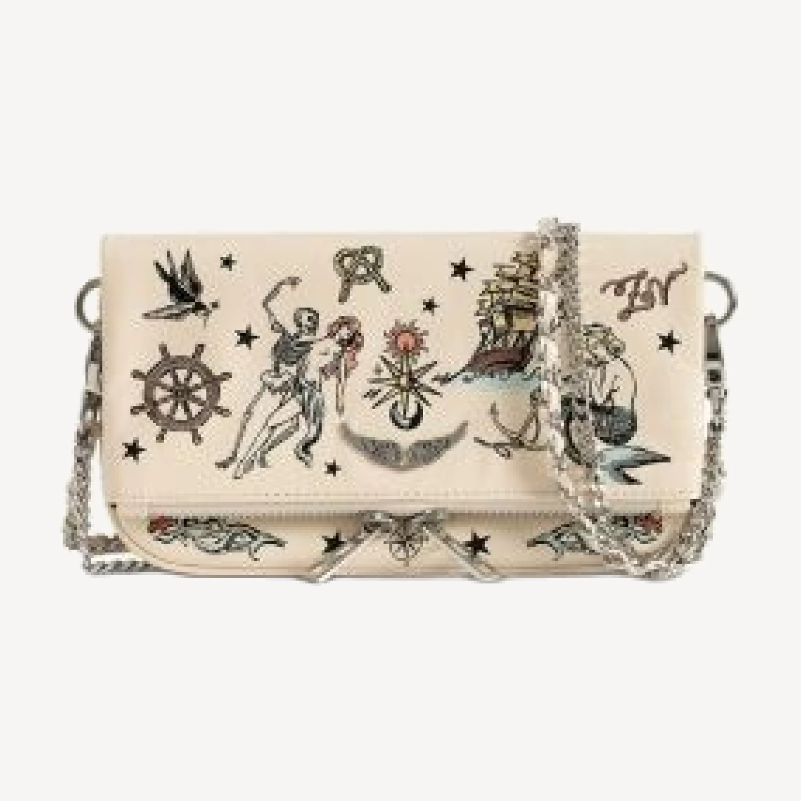 Zadig & Voltaire Rock Mini Tattoo Vintage Effect Patent Leather Pouchette