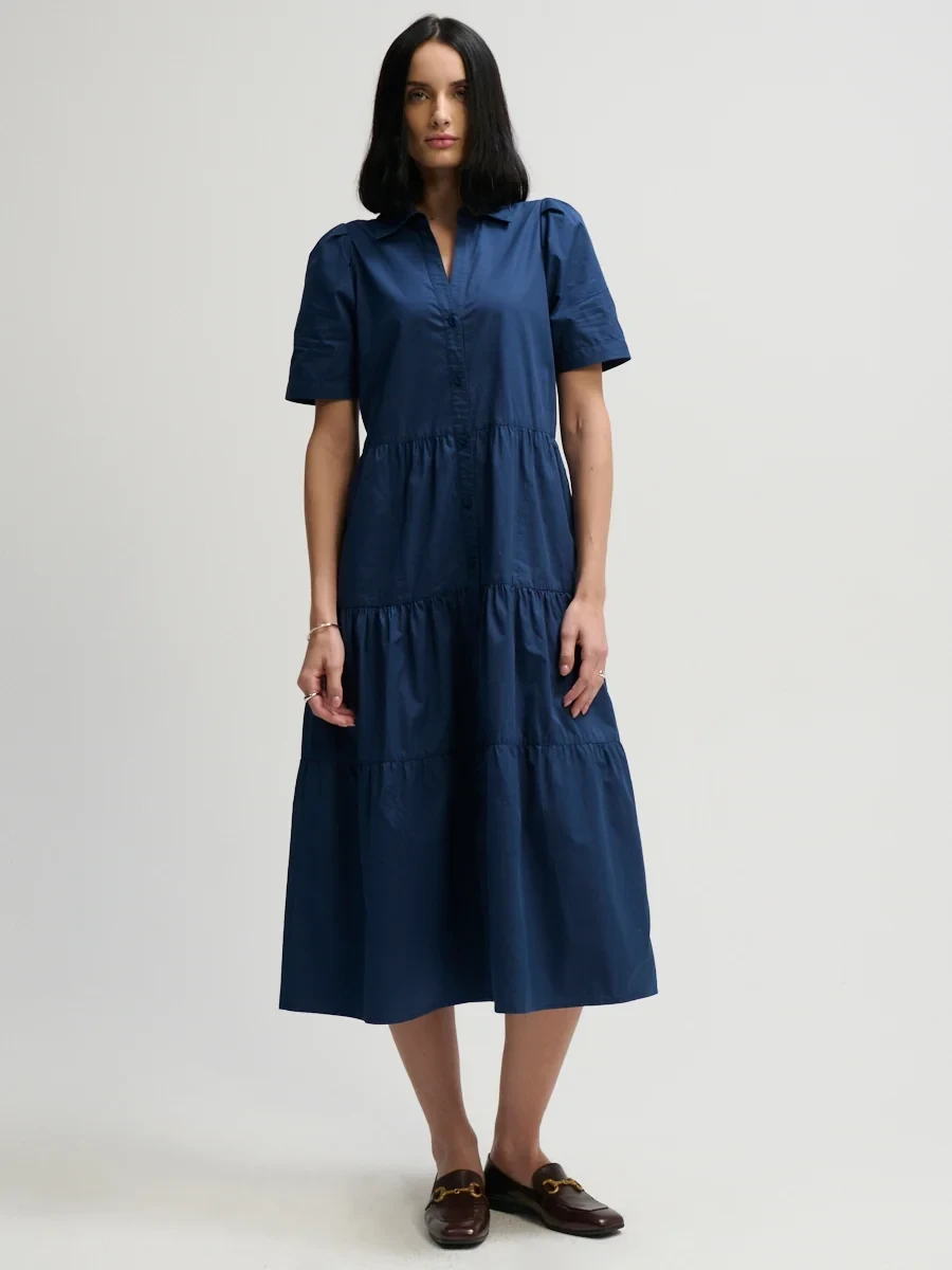 TIERED V-NECK DRESS