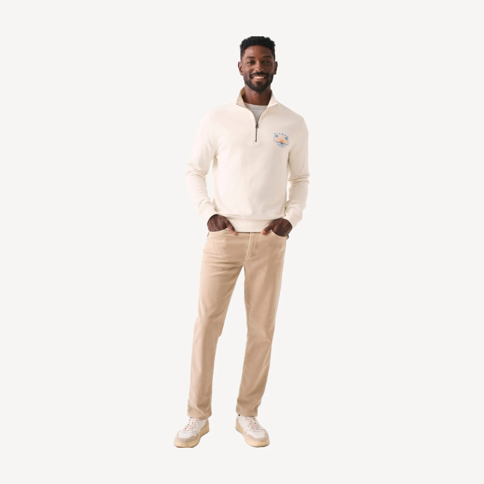 Kiawah Long-Sleeve Terry Quarter-Zip - Solar White