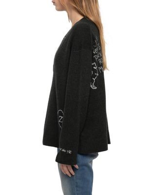 Zadig & Voltaire Mikyz Cashmere Embroidered V Neck Sweater