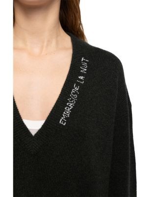 Zadig & Voltaire Mikyz Cashmere Embroidered V Neck Sweater