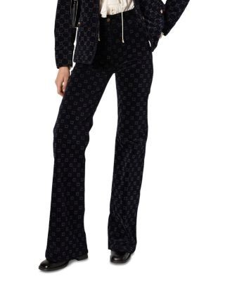 Gerard Darel Anna Monogrammed Flared Jeans in Navy