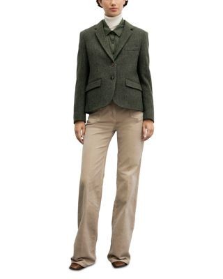 Gerard Darel Juliet Herringbone Two Button Notch Collar Jacket