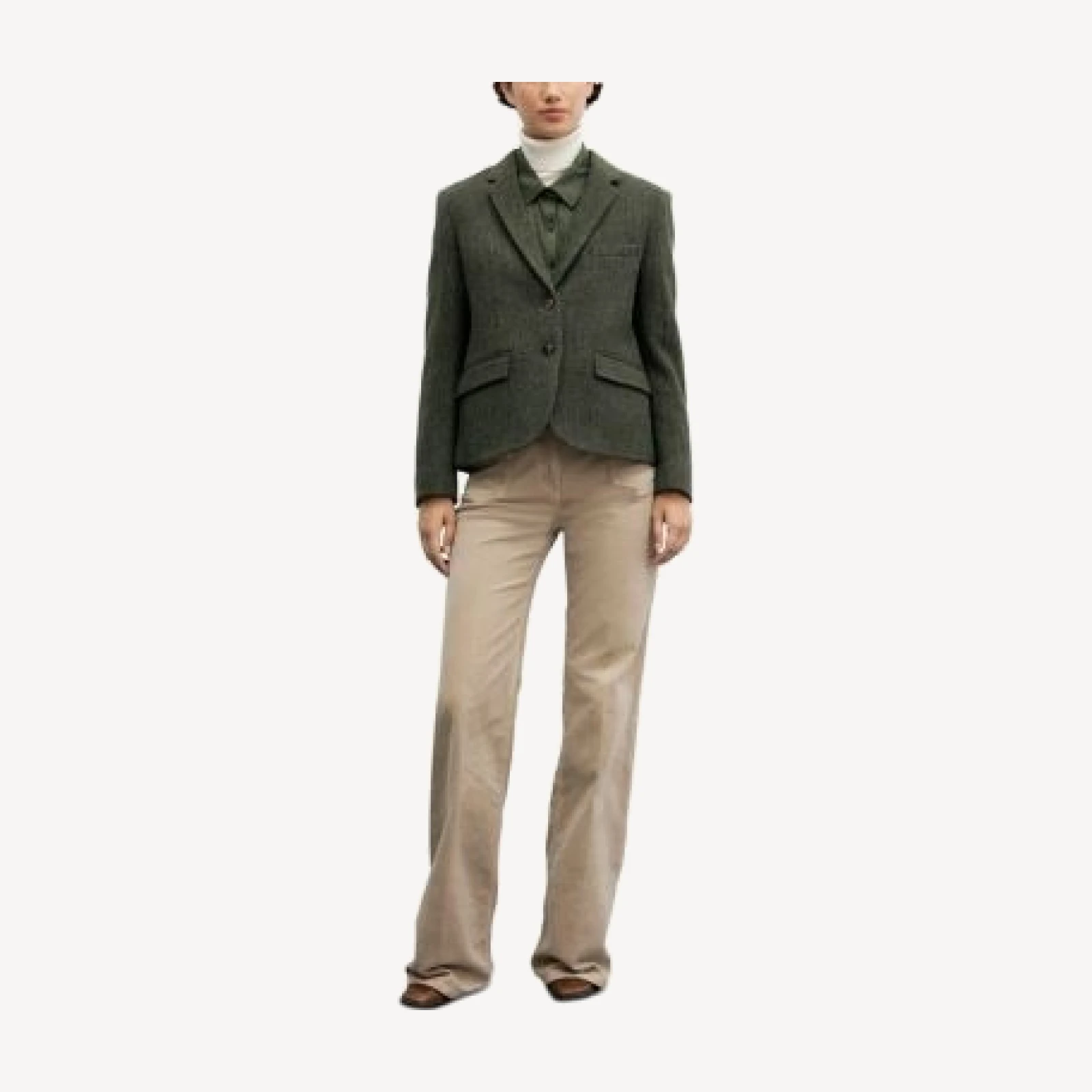 Gerard Darel Juliet Herringbone Two Button Notch Collar Jacket