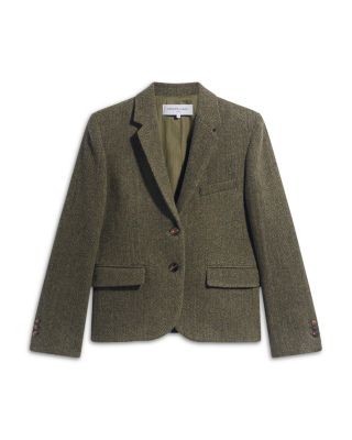 Gerard Darel Juliet Herringbone Two Button Notch Collar Jacket