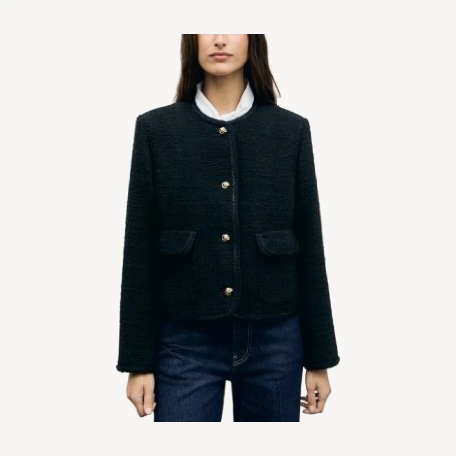 Gerard Darel Judye Tweed Button Front Jacket