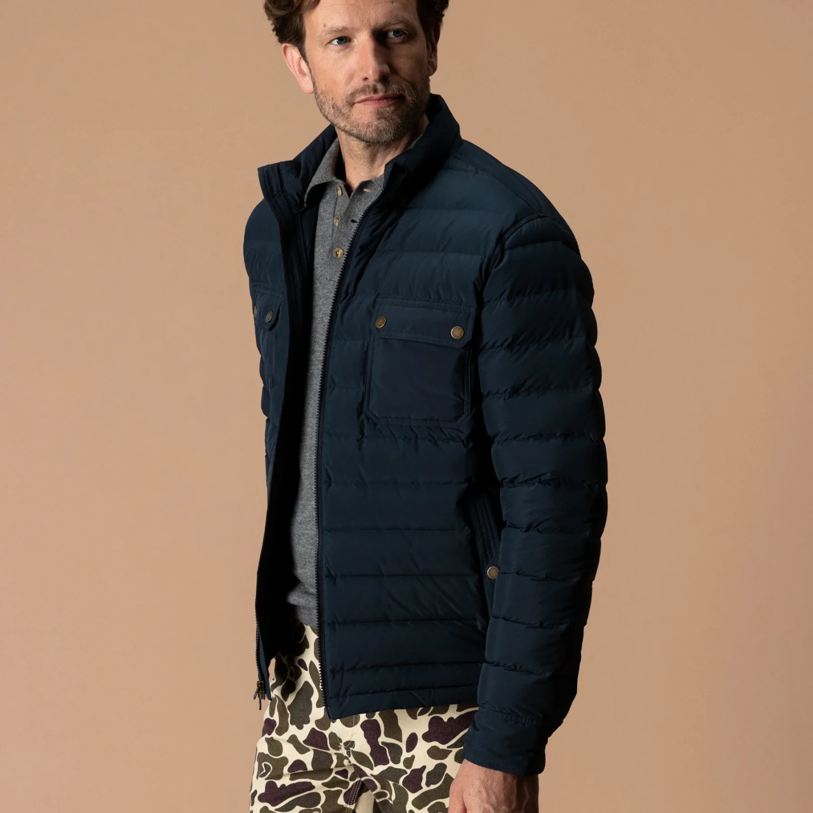 Atherton Down Quilted Jacket - Carbon Navy