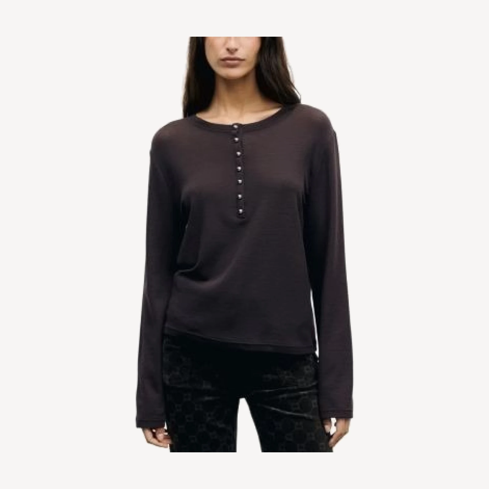 Gerard Darel Balie Wool Half Button T Shirt