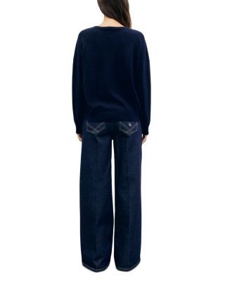 Gerard Darel Reda Embellished Wool V Neck Sweater