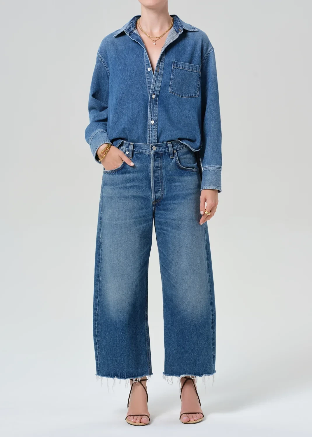 Ayla Raw Hem Crop in Chaya