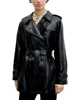 Gerard Darel Vicky Faux Leather Trench Coat
