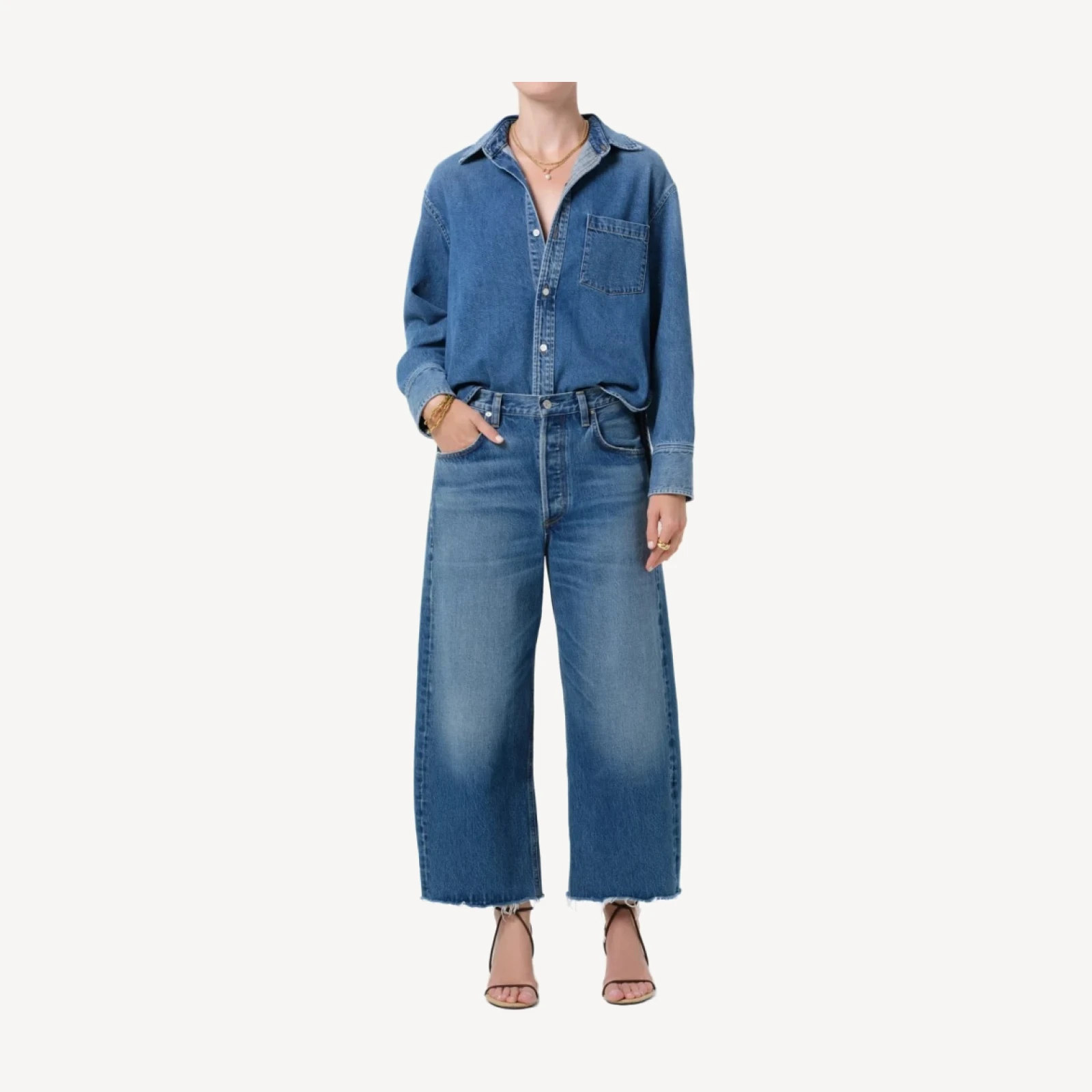 Ayla Raw Hem Crop in Chaya