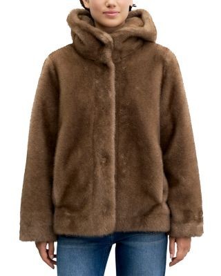 Gerard Darel Agate Hooded Faux Fur Coat
