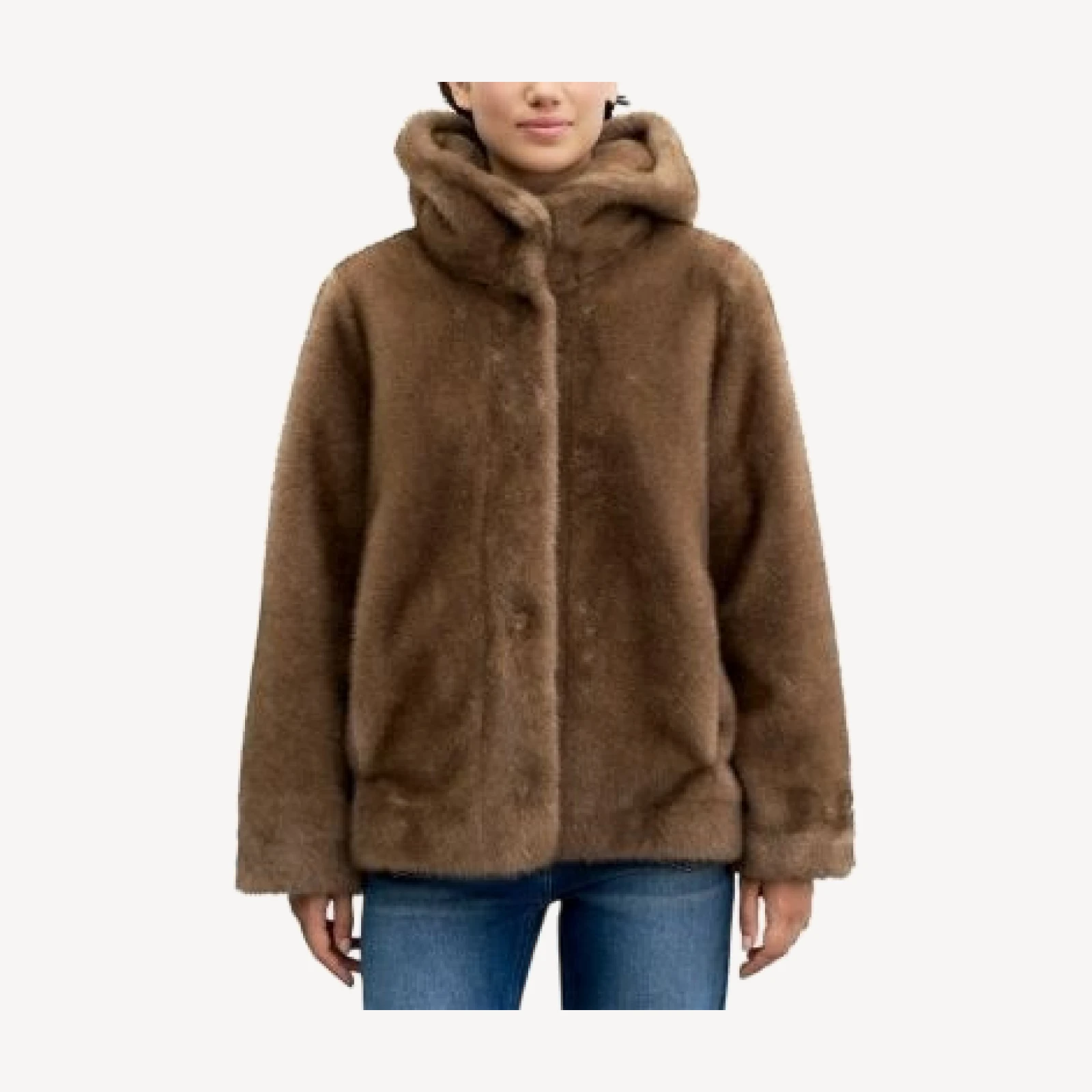 Gerard Darel Agate Hooded Faux Fur Coat