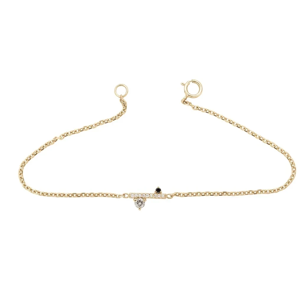 Diamond Dusted Meridian Bracelet - Yellow Gold, Grey Diamond, & Black Diamond