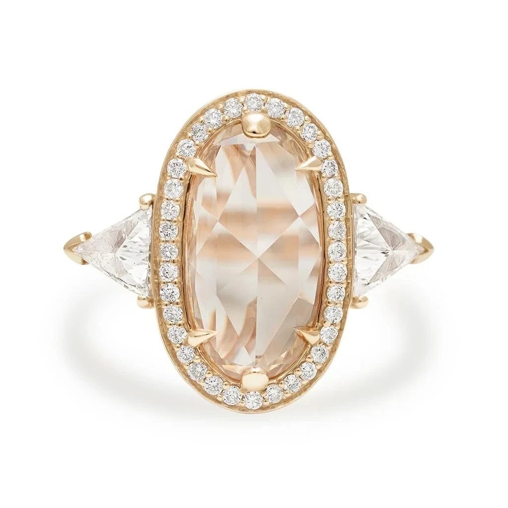Bea Halo Ring - Yellow Gold & Champagne Diamond (2.17ct)