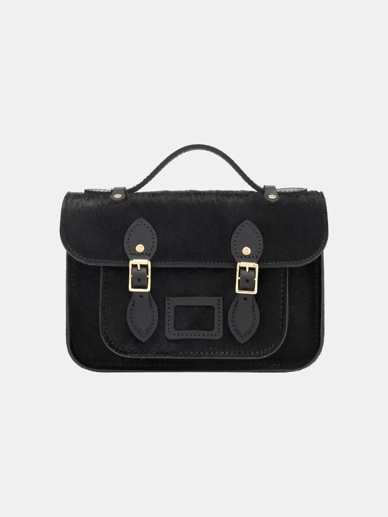 The Mini Satchel - Black hair-on-hide